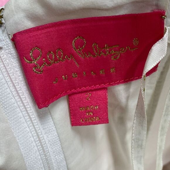 Lilly Pulitzer Jubilee Pink & White Strapless Dress Size 2 - Picture 4 of 9